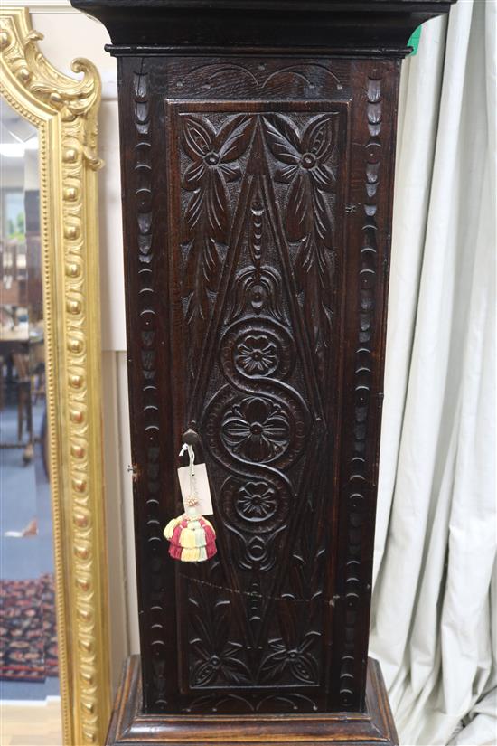 A George III carved oak 30-hour longcase clock by George Womersley, H.190cm